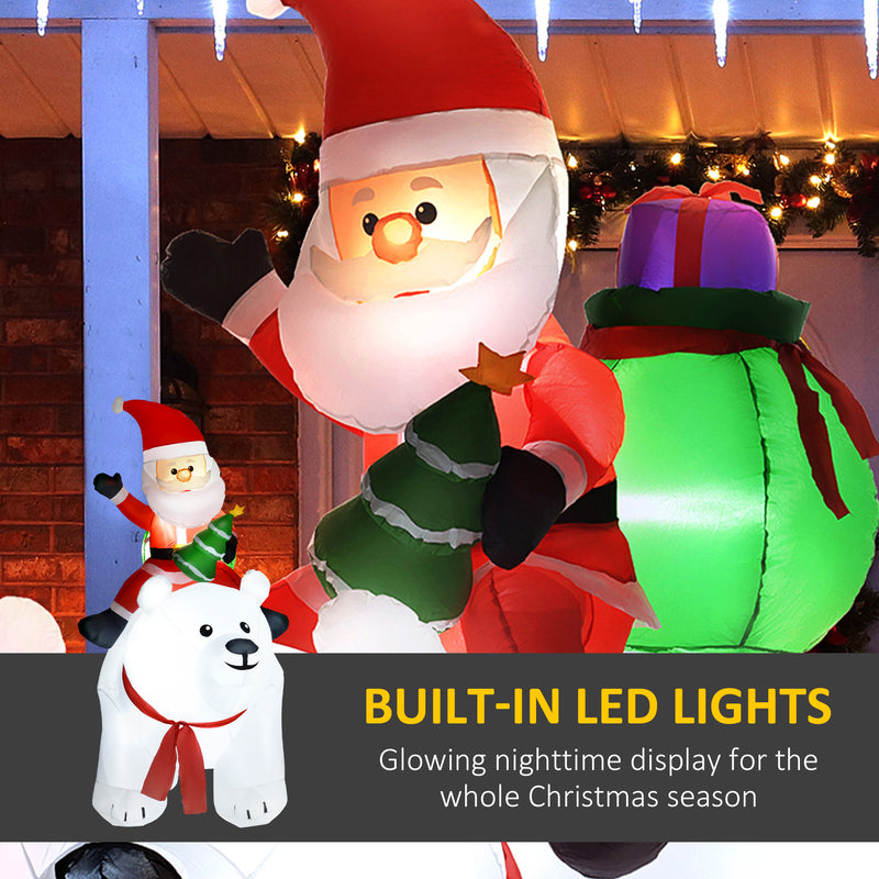 LED lighting on the 6.6ft Santa on polar bear Christmas inflatable
