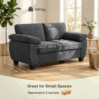 2 Seater Sofa, 156cm Chenille Loveseat Sofa, Dark Grey
