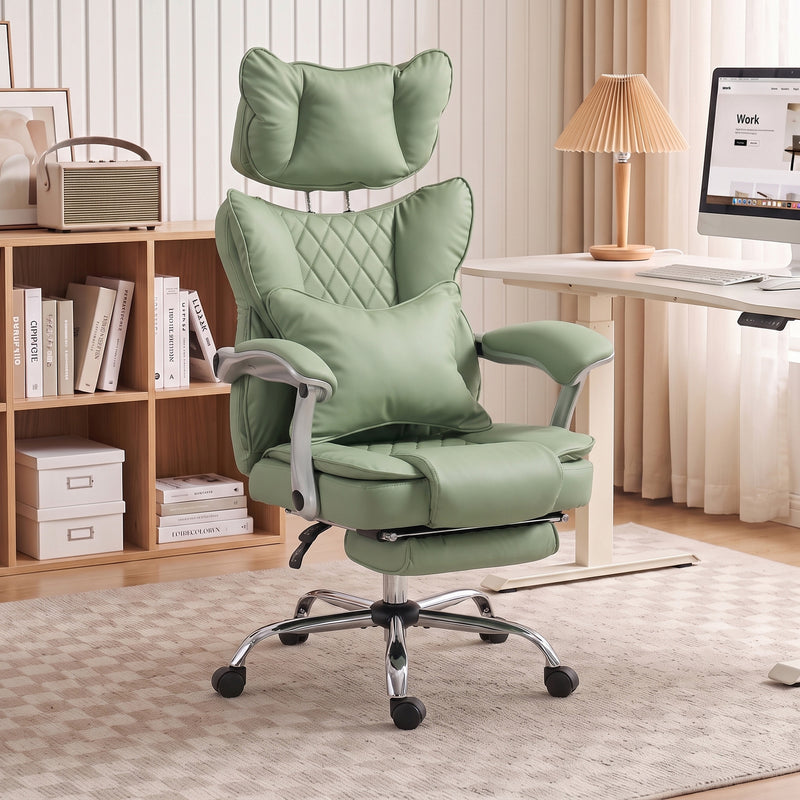 HOMCOM Executive Office Chair, PU Big and Tall Office Chair 180 kg with Wide Seat, Reclining, Lumbar Support, Light – view 2