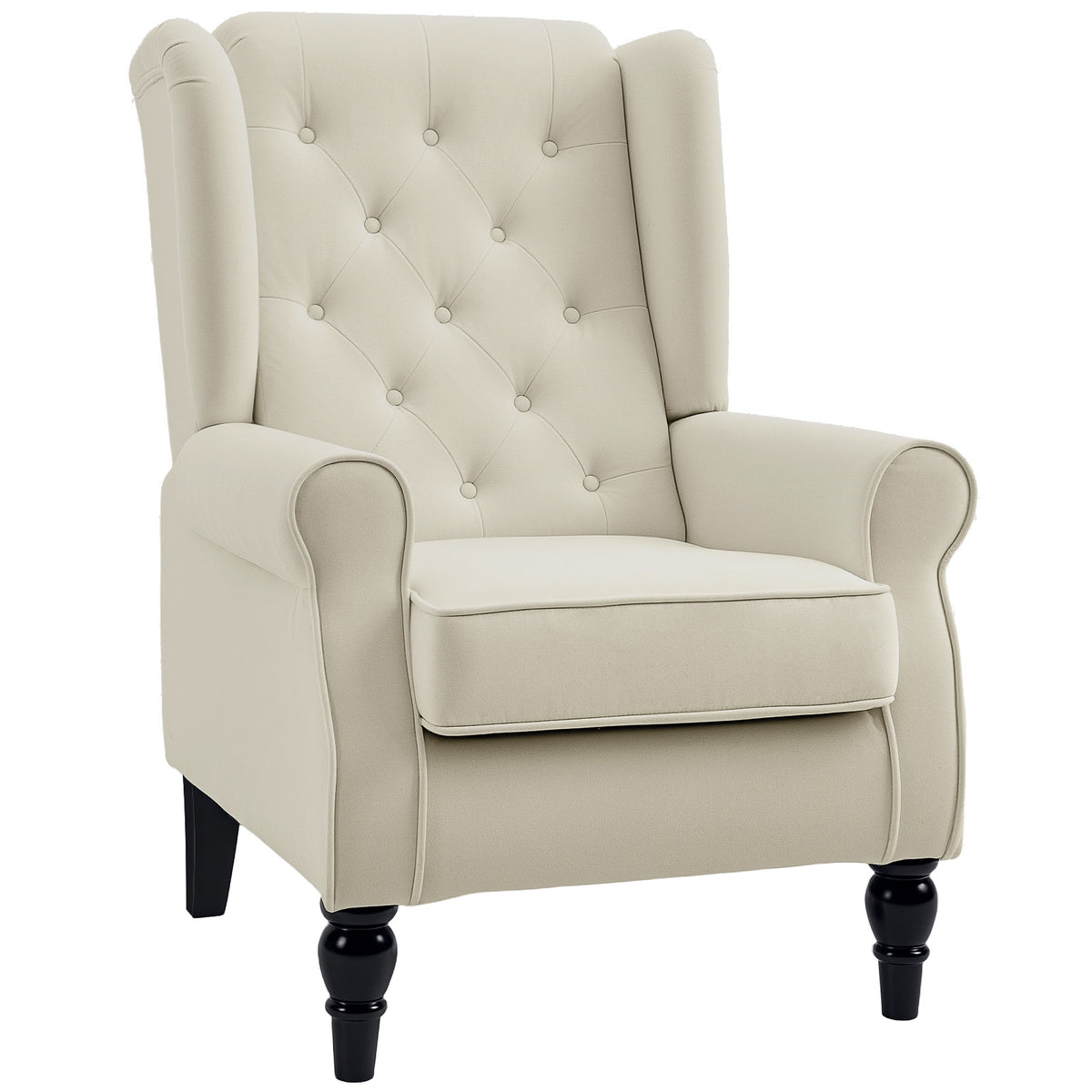 Tufted Wingback Accent Chair – Cream White