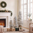 Set of 3 pre-lit flocked pencil trees, PE tips – image 2