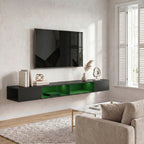 Wall Mounted TV Stand with RGB LED Lights, Floating Entertainment Centre for 75 Inch TV, Black