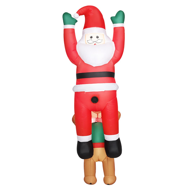 7ft Hanging Santa and Dog Christmas Inflatable on a white background