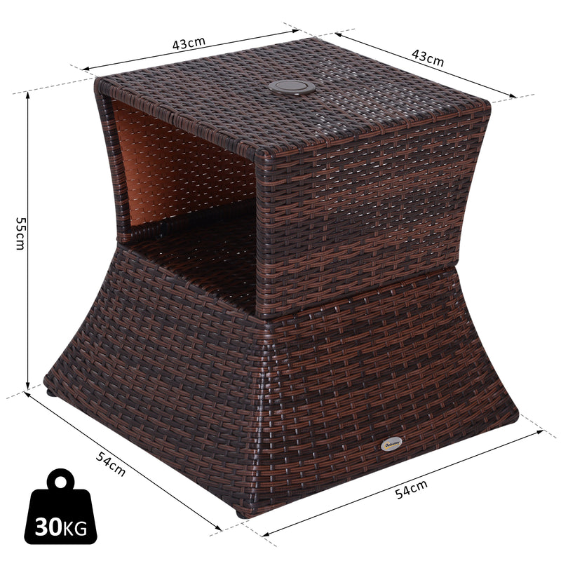Rattan side table with parasol hole – image 3