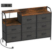 HOMCOM Chest of Eight Drawers, with Charging Station - Brown/Black