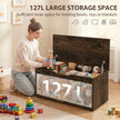 HOMCOM 127L Home Storage Box, with Safety Hinges - Rustic Brown Wood-Effect – view 4