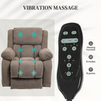 Riser Recliner Armchair with 8 Vibration Massage and Lumbar Heater, Wide Seat, USB Port, Light Brown