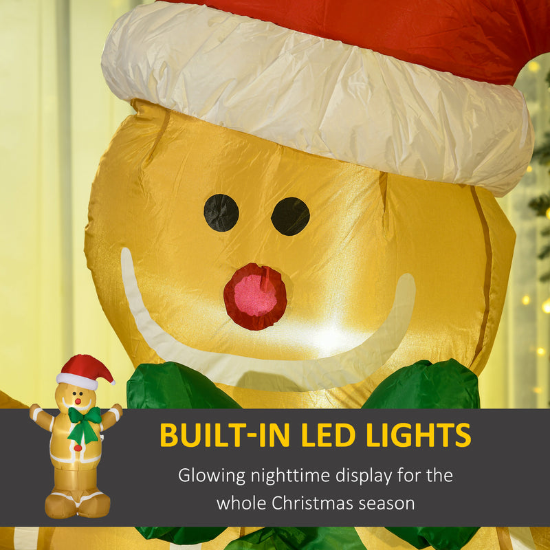 LED lighting on the 6ft gingerbread man in Santa hat Christmas inflatable