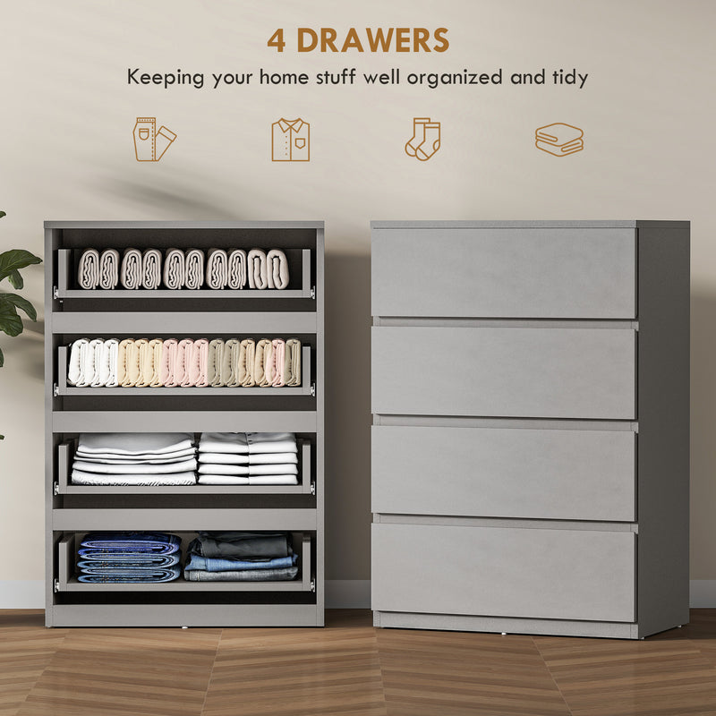 HOMCOM Chest of Drawers, 4-Drawer Storage Cabinets, Modern Dresser, Storage Drawer Unit for Bedroom – view 4