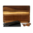 Underside of the acacia board with the pieces in front