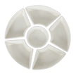 Acacia Wood Lazy Susan with 7 Ceramic Serving Bowls – 29cm, top view of the seven ceramic bowls