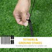 Ground stakes and tether ropes for securing the inflatable