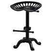 Black metal adjustable tractor seat stool on a white background