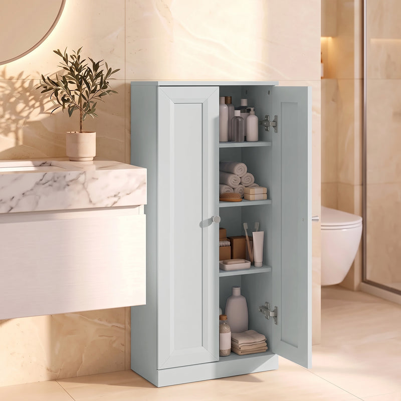HOMCOM Narrow Bathroom Cabinet, Slim Storage Cabinet with 2 Doors & 4 Tiers, Freestanding Narrow Cupboard – view 2