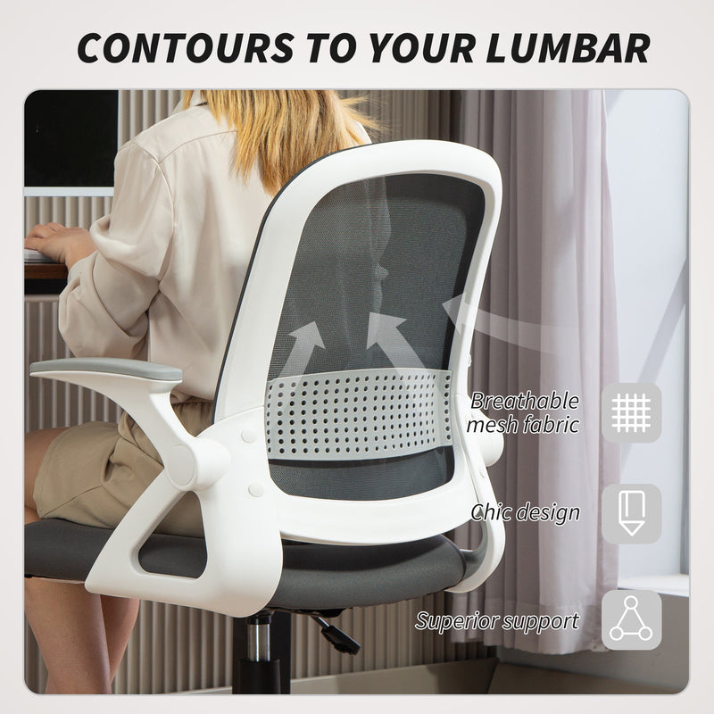 HOMCOM Breathable Mesh Office Chair, Ergonomic Swivel Computer Chair with Flip-up Armrests, Lumbar Back Support for – view 4