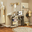 Folding sewing table – grey wood effect – image 2