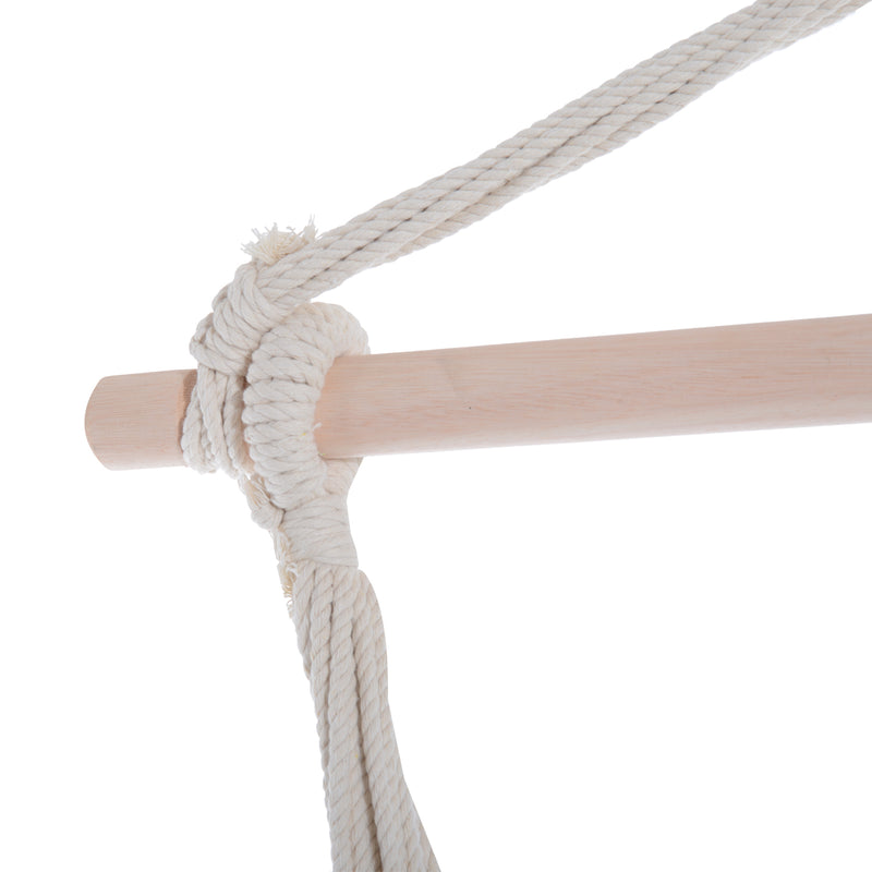 Outsunny Outdoor Hanging Rope Chair with Cotton Rope, Garden Hammock Chair with Wooden Support Bar Cotton Cloth – view 7