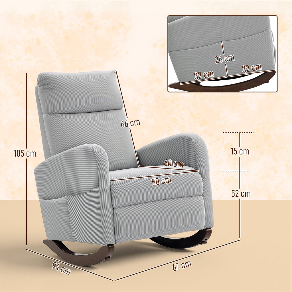 Corduroy Rocking Armchair - Grey