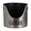Pewter log bucket with cut-out LOGS lettering