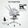 Vinsetto Drafting Chair with Flip-up Armrest, Mesh Office Stool with Foot Ring, 360 Degree Swivel Height Adjustable – view 6