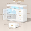 HOMCOM High Gloss Sideboard with LED Lights, Built-in Power Outlets, 3 Drawers, Shelves and 2 Acrylic Doors, White – view 3
