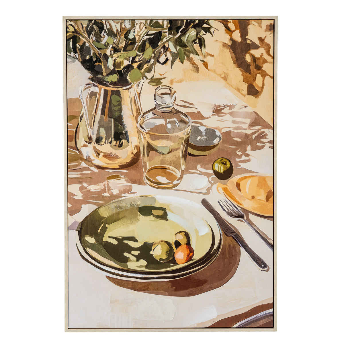 Alfresco Evening hand-painted still life canvas, front view