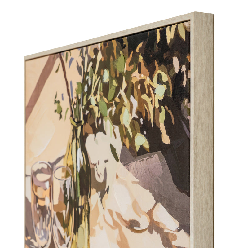 Alfresco Morning canvas from an angle, showing the wooden frame depth