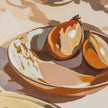 Close-up of the painted bowl of pears