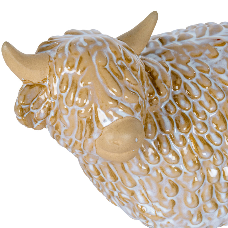close-up of the textured glazed coat and horns