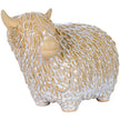 Highland cow ornament from the front showing its fringe and horns