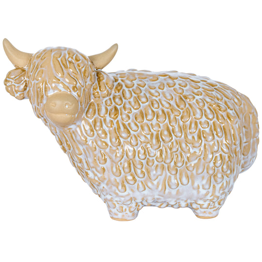 Alora ceramic Highland cow ornament on white