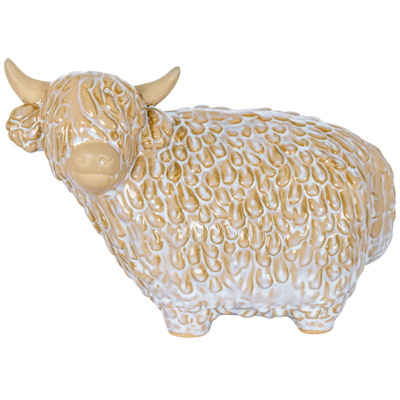 Alora ceramic Highland cow ornament on white
