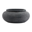 Amalfi charcoal grey round ribbed ceramic planter