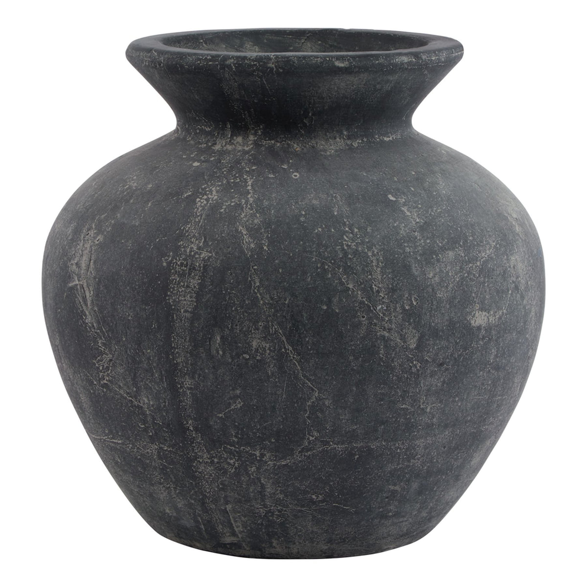 Amalfi charcoal grey ceramic vase, front view