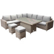 Amalfi wicker corner sofa set with riser table and two stools