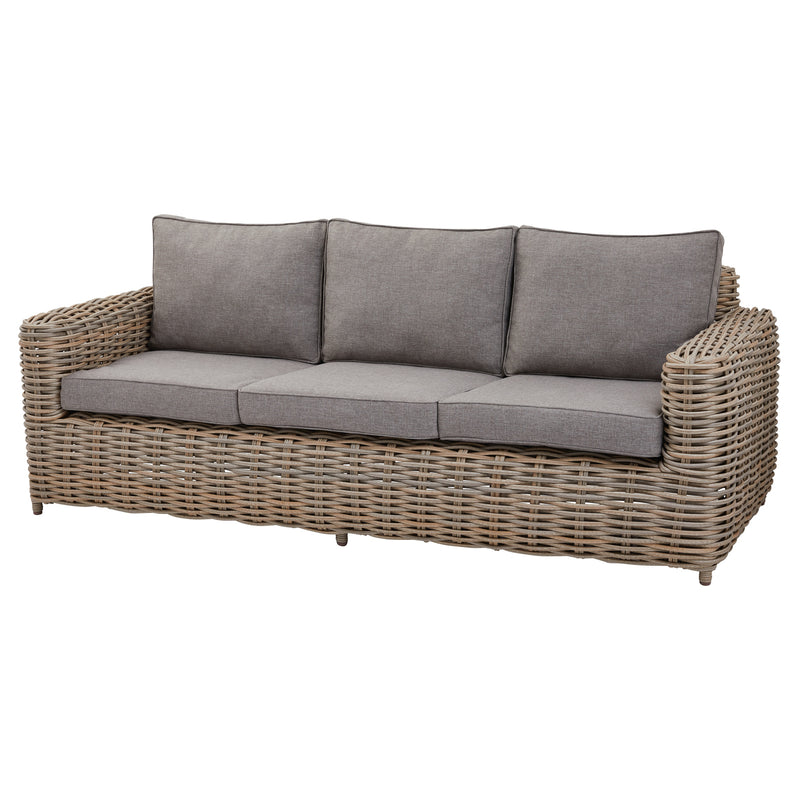 Amalfi three-seater wicker sofa from the front