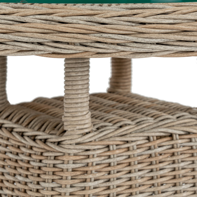 Underside of the top and woven pedestal