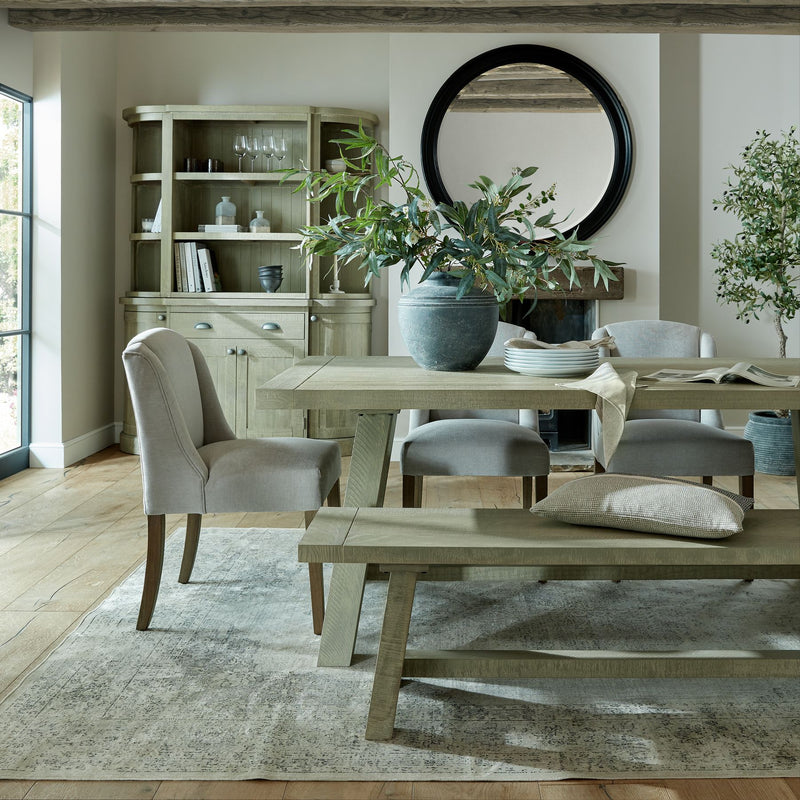 Grey water pot as a dining table centrepiece