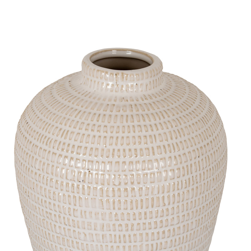 Close-up of the Amalie vase's neck and textured shoulder