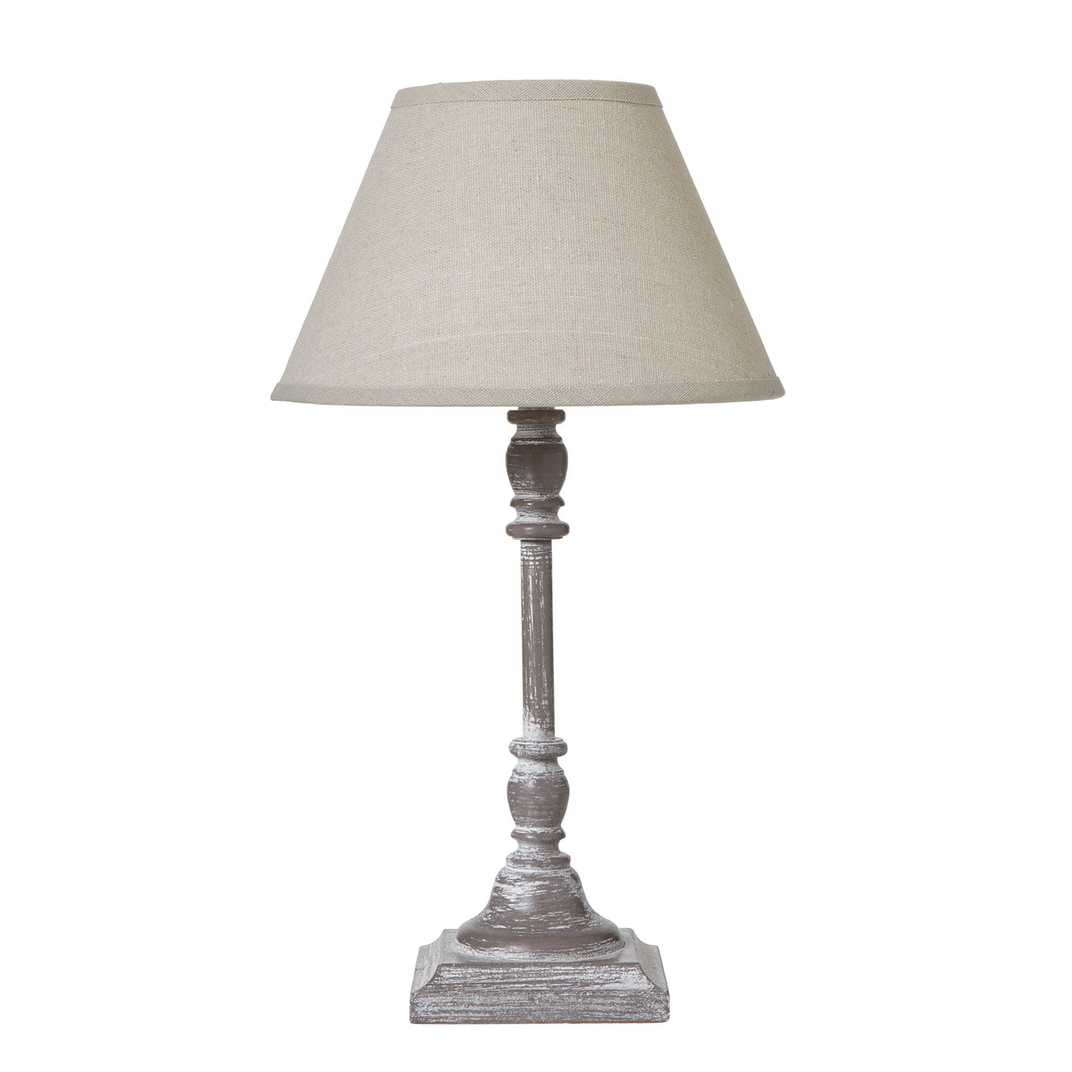 Antia grey-washed stem table lamp with linen shade