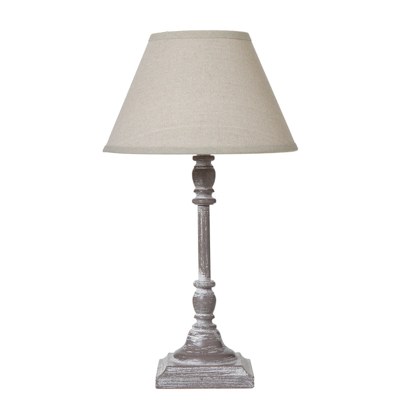 Antia grey-washed stem table lamp with linen shade