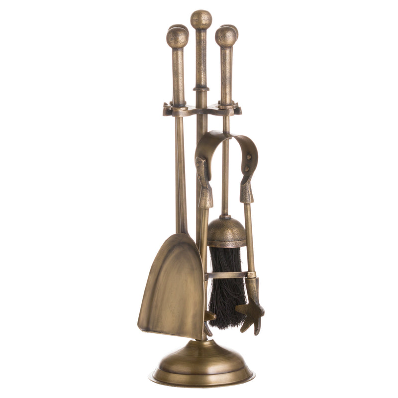 Antique brass companion set from the other side