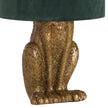 Antique Gold Hare Table Lamp with Green Velvet Shade, additional product view 2
