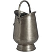 Antique pewter coal bucket from the handle side