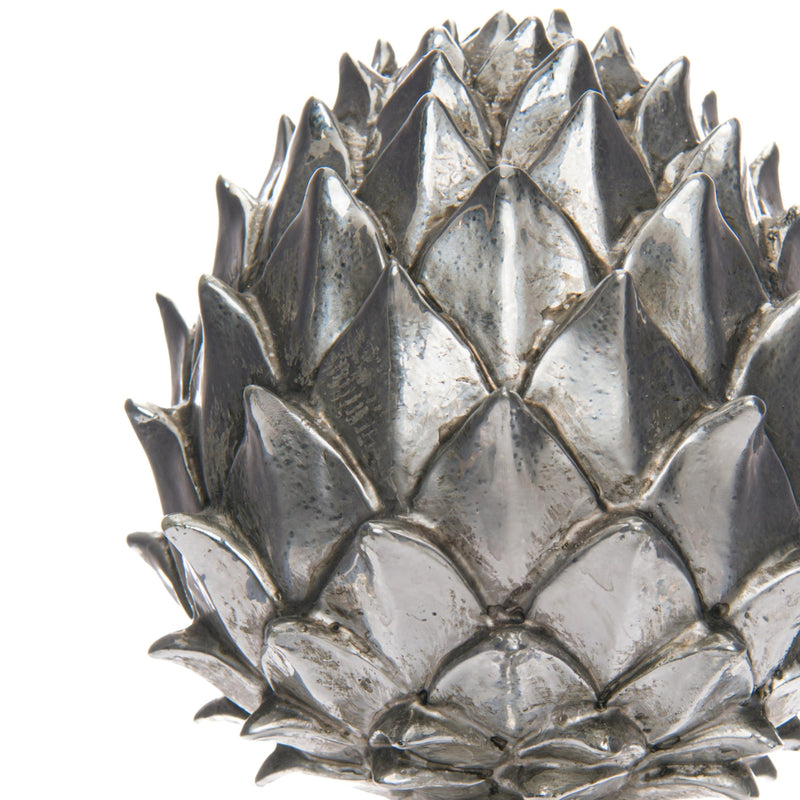 Close-up of the silver pinecone scales