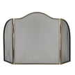 Antiqued silver three-panel fire screen, front view