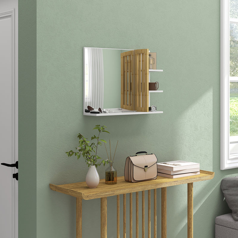 White bamboo panel bathroom mirror – image 10