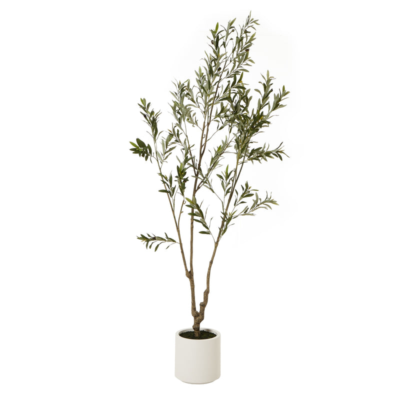 210cm artificial olive tree in a round white pot