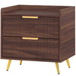 HOMCOM Elegant Two-Drawer Bedside Table - Walnut Brown