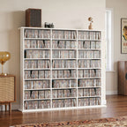 1032 CD/594 DVD Storage Unit, Blu-ray Media Storage Shelf with 24 Compartments and 18 Adjustable Shelves, White